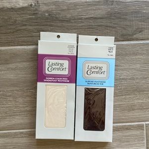 Vintage Lot of 2 Lasting Comfort Size D PLUS SIZE pantyhose